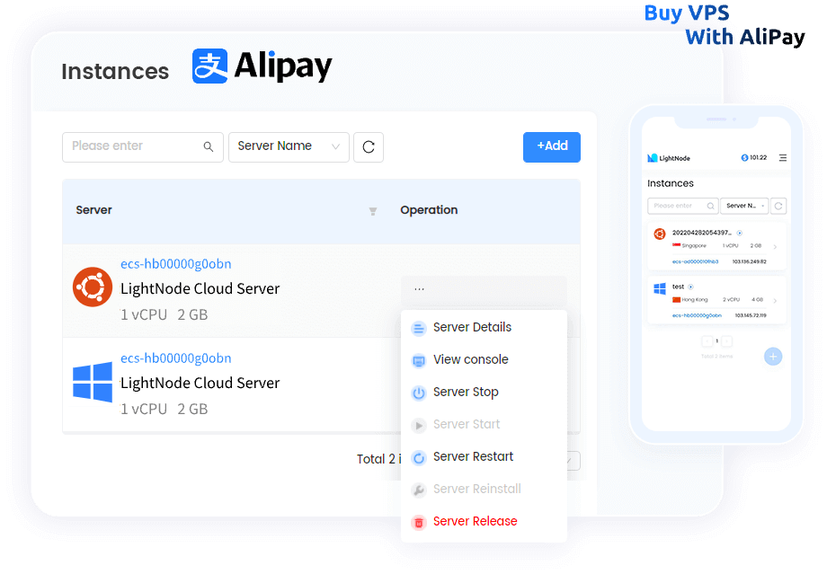 Achetez un VPS avec AliPay