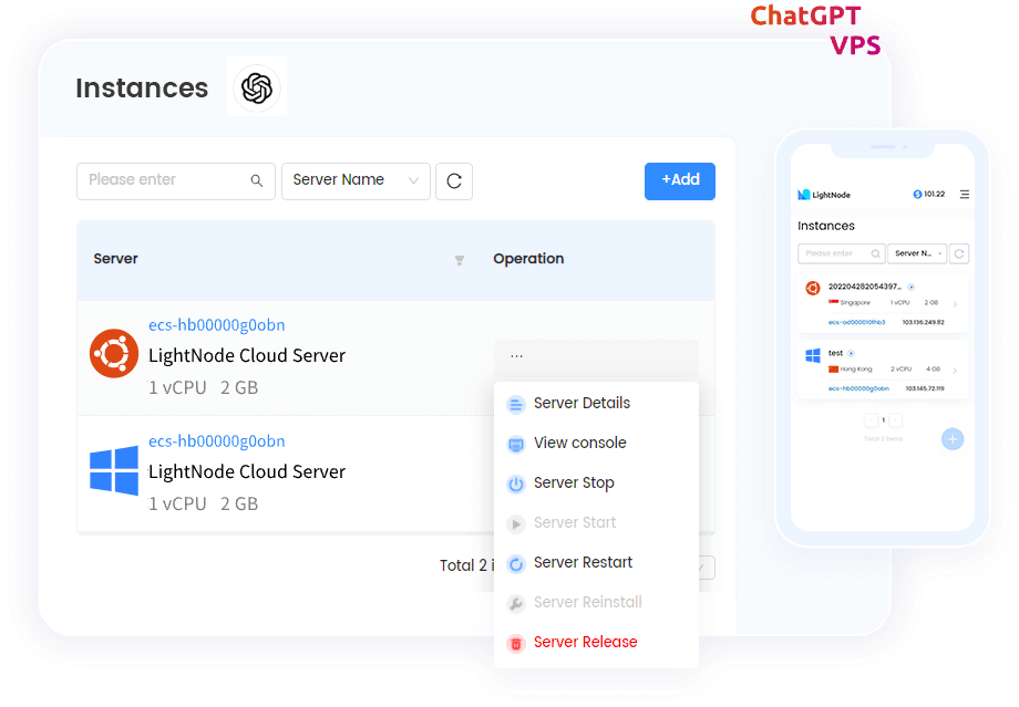 VPS хостинг LightNode ChatGPT