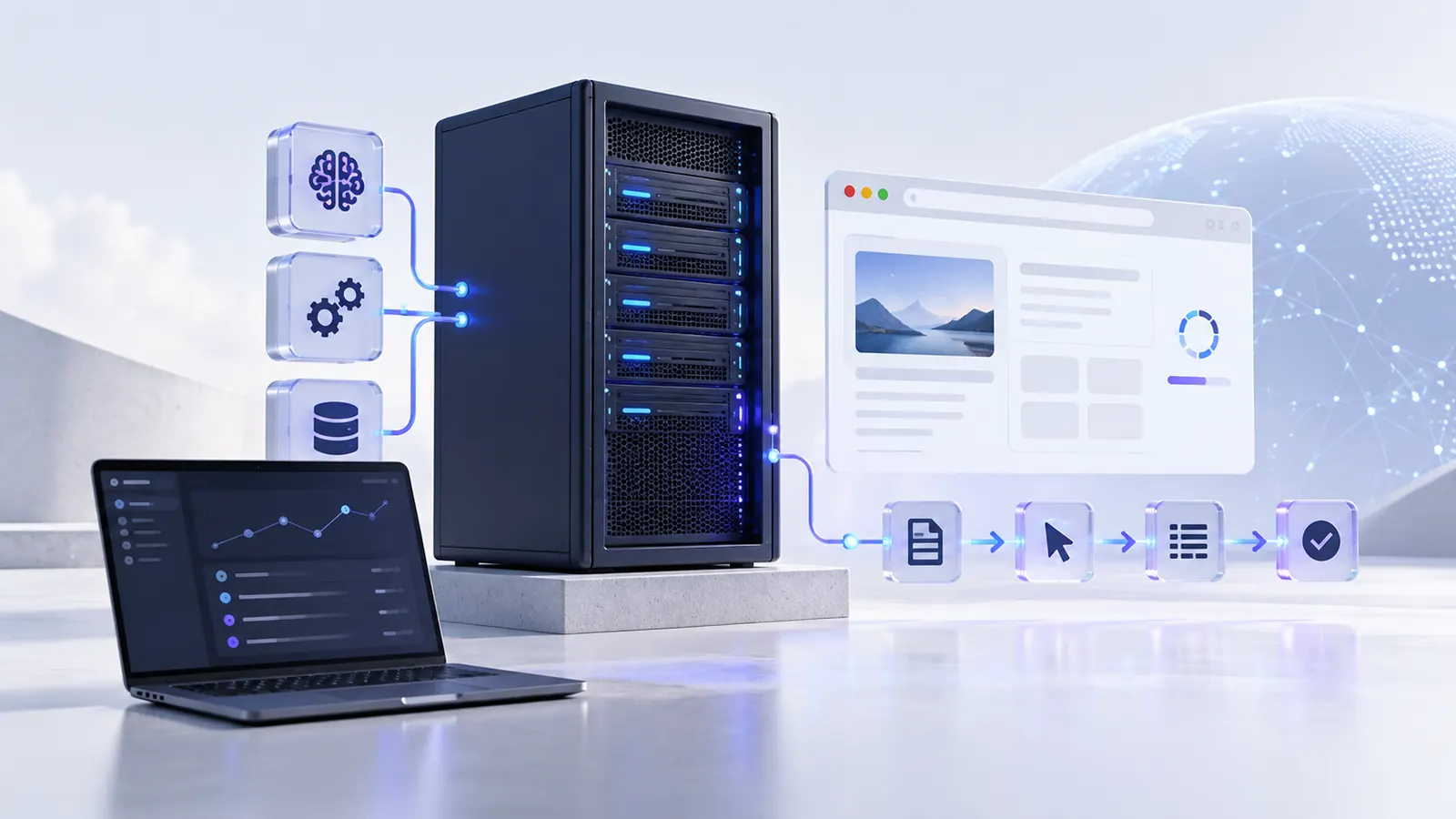 Illustration of a self-hosted browser agent running on a cloud server