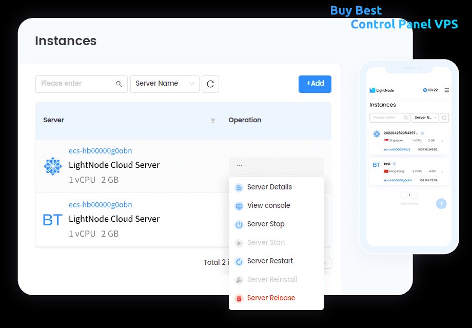 LightNode Control Panel VPS