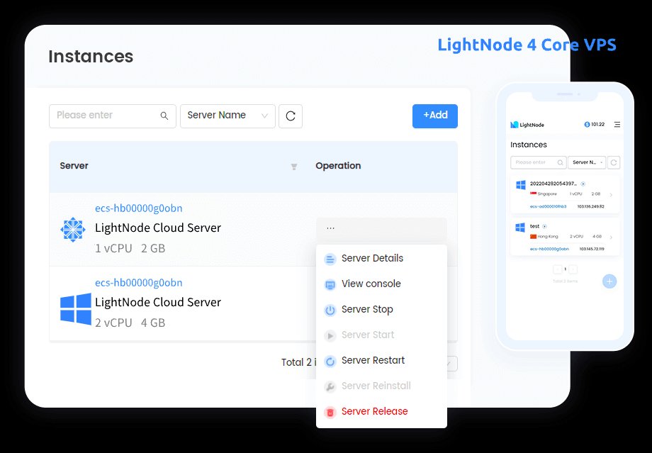 LightNode 4-ядерный VPS