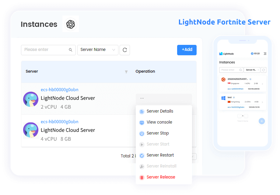 LightNode Fortnite Server
