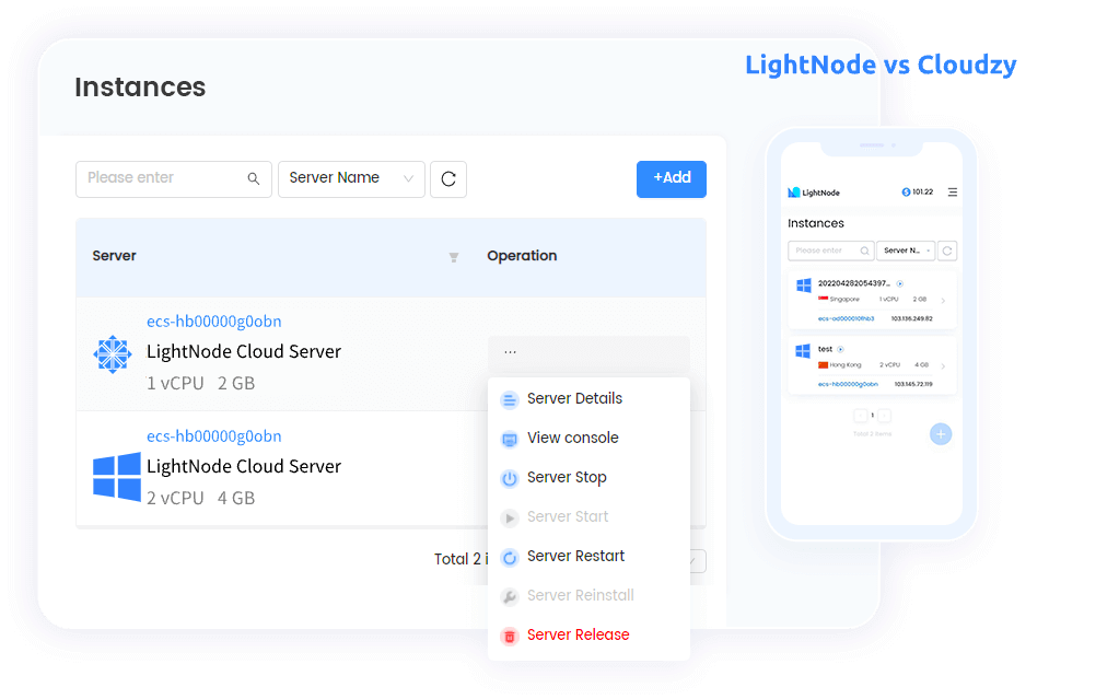 LightNode vs Cloudzy