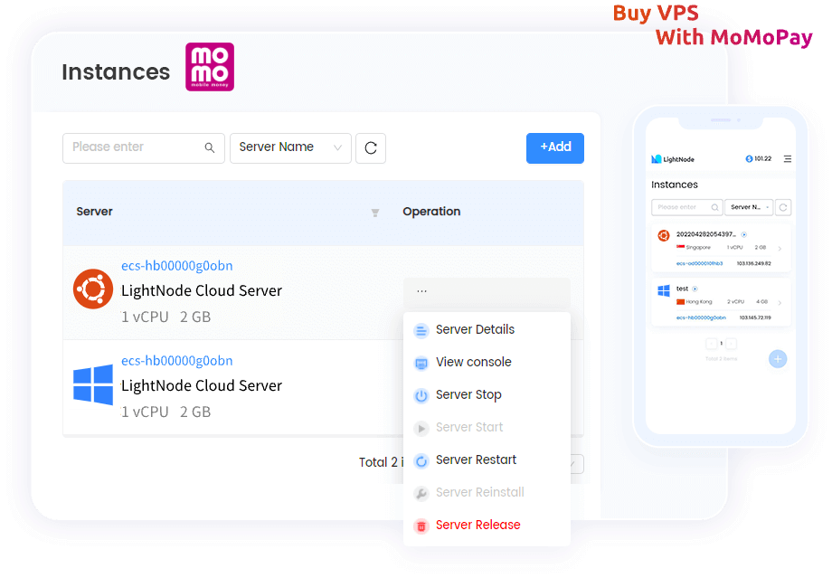 LightNode MoMo Pay VPS