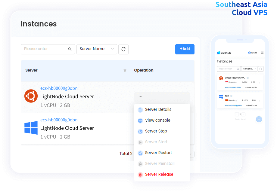 Hébergement VPS LightNode Asie du Sud-Est