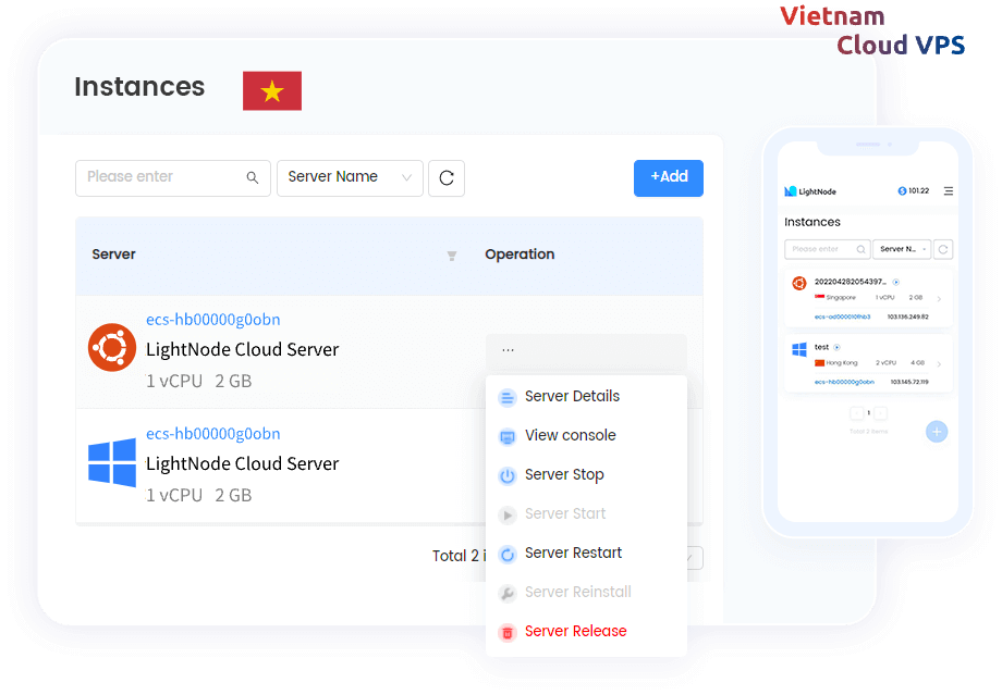 VPS LightNode Вьетнам