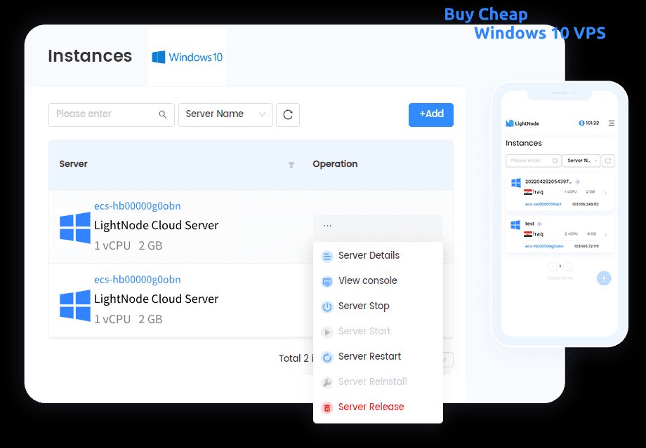 LightNode Windows 10 VPS Hosting