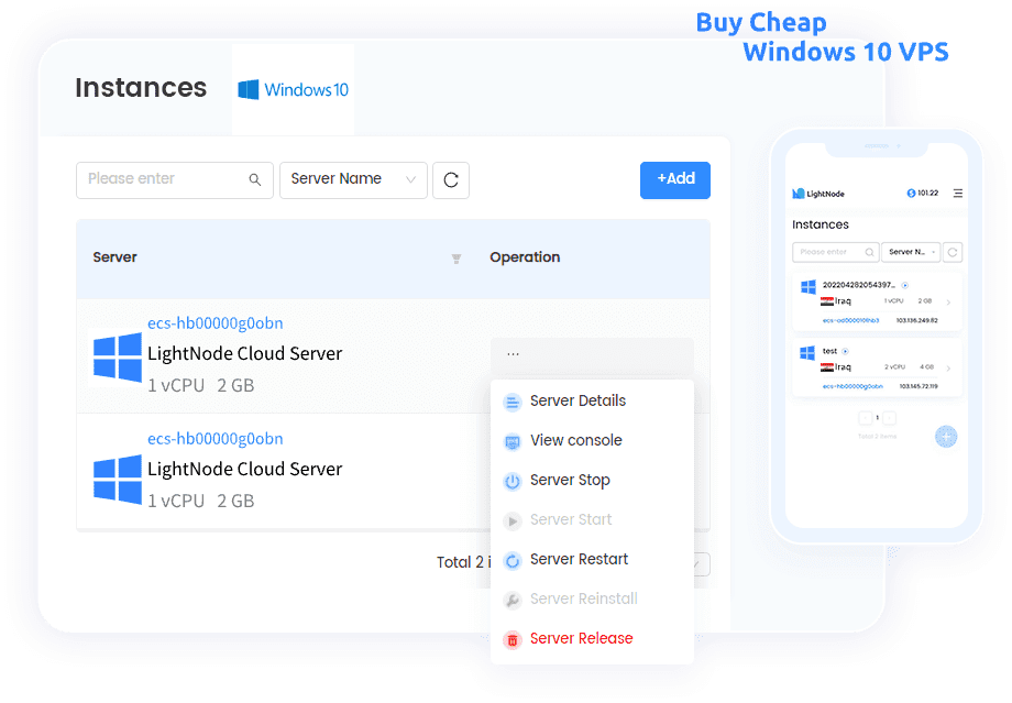 LightNode Windows 10 VPS Hosting